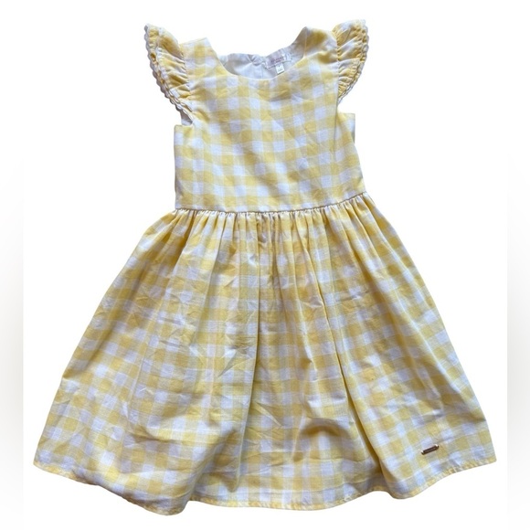 Tahari Other - Girls sundress Yellow Plaid summer dress flutter short sleeve size 6